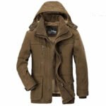Mens Hooded Winter Parka Coat with Inner Fleece - Image 2