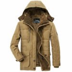 Mens Hooded Winter Parka Coat with Inner Fleece - Image 3